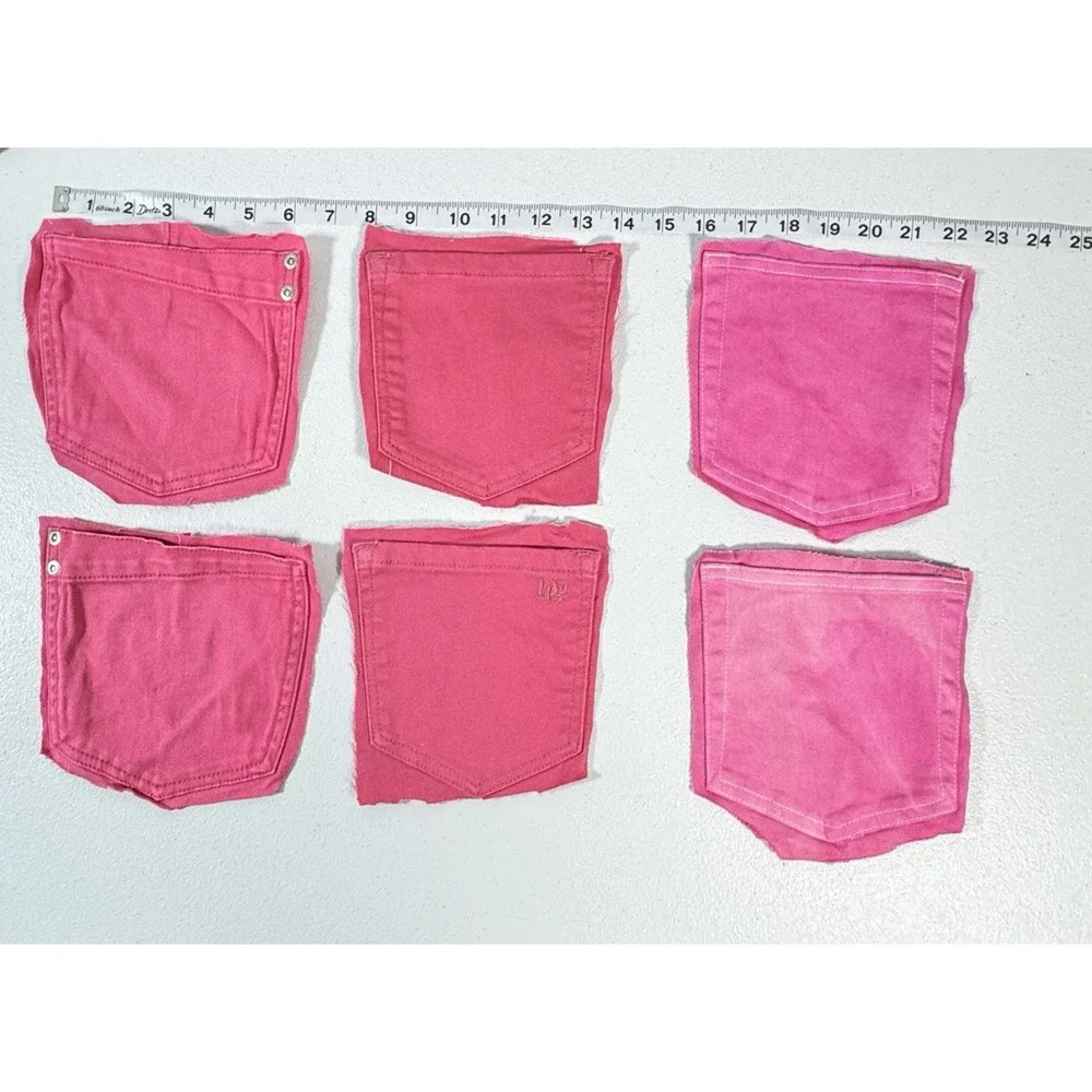 Denim Pockets For Crafts Pink 17 Pairs